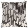 Judy Ross Textiles Hand-Embroidered Chain Stitch Tweed Throw Pillow dark grey/ice/charcoal/cream
